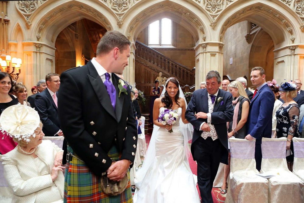Here comes the bride Highclere Castle wedding